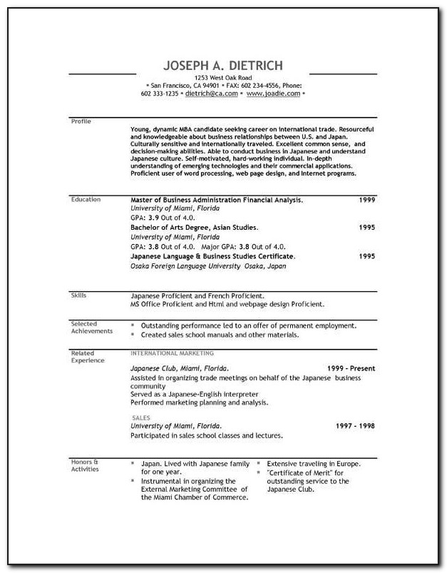 Resume Template For Mac Free