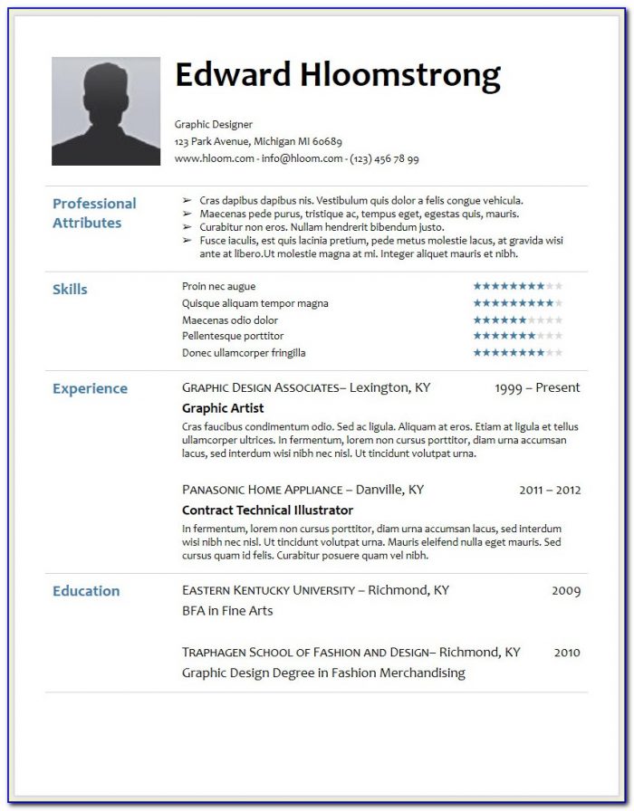 Resume Template Free Download Ppt