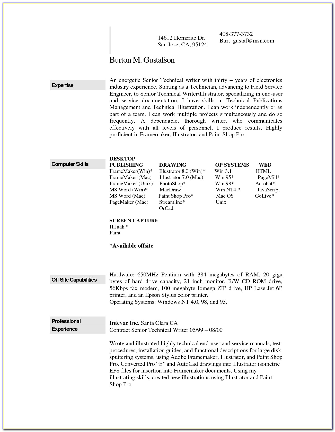 Resume Template Free For Mac