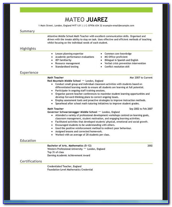 Resume Template On Microsoft Word 2010