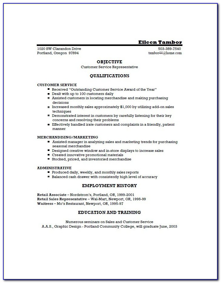 Resume Templates For Customer Service Manager