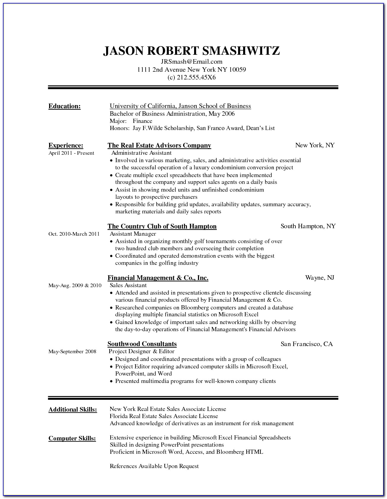 Resume Templates In Microsoft Word 2010