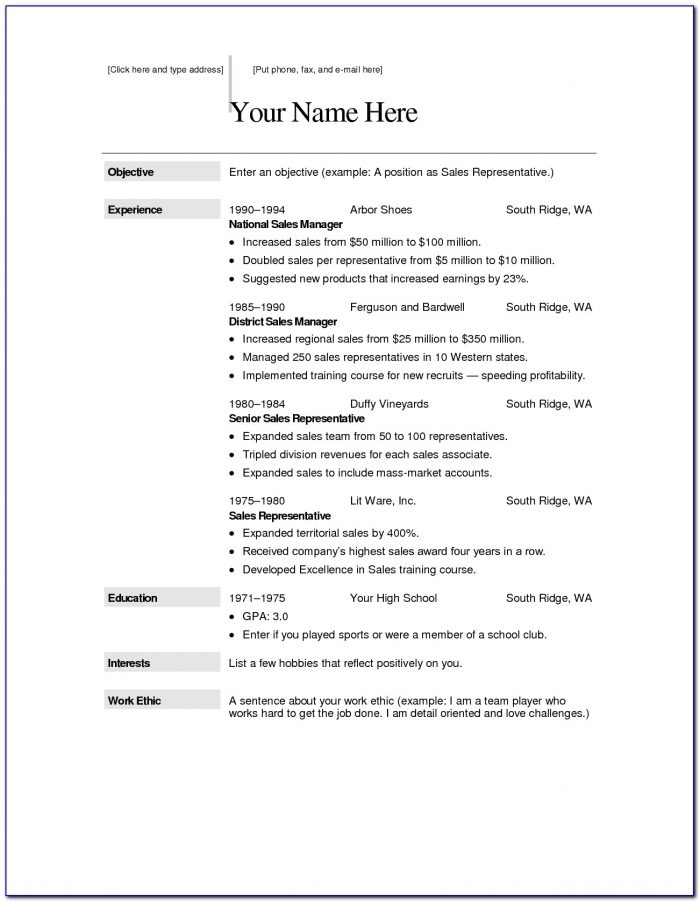 Resume Writing Templates For Highschool Students