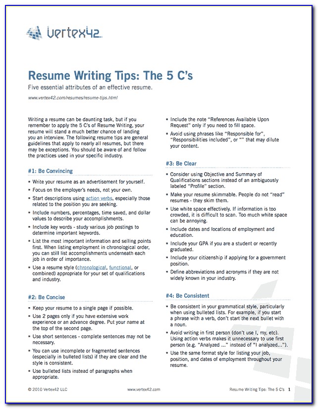 Resume Writing Tips Pdf