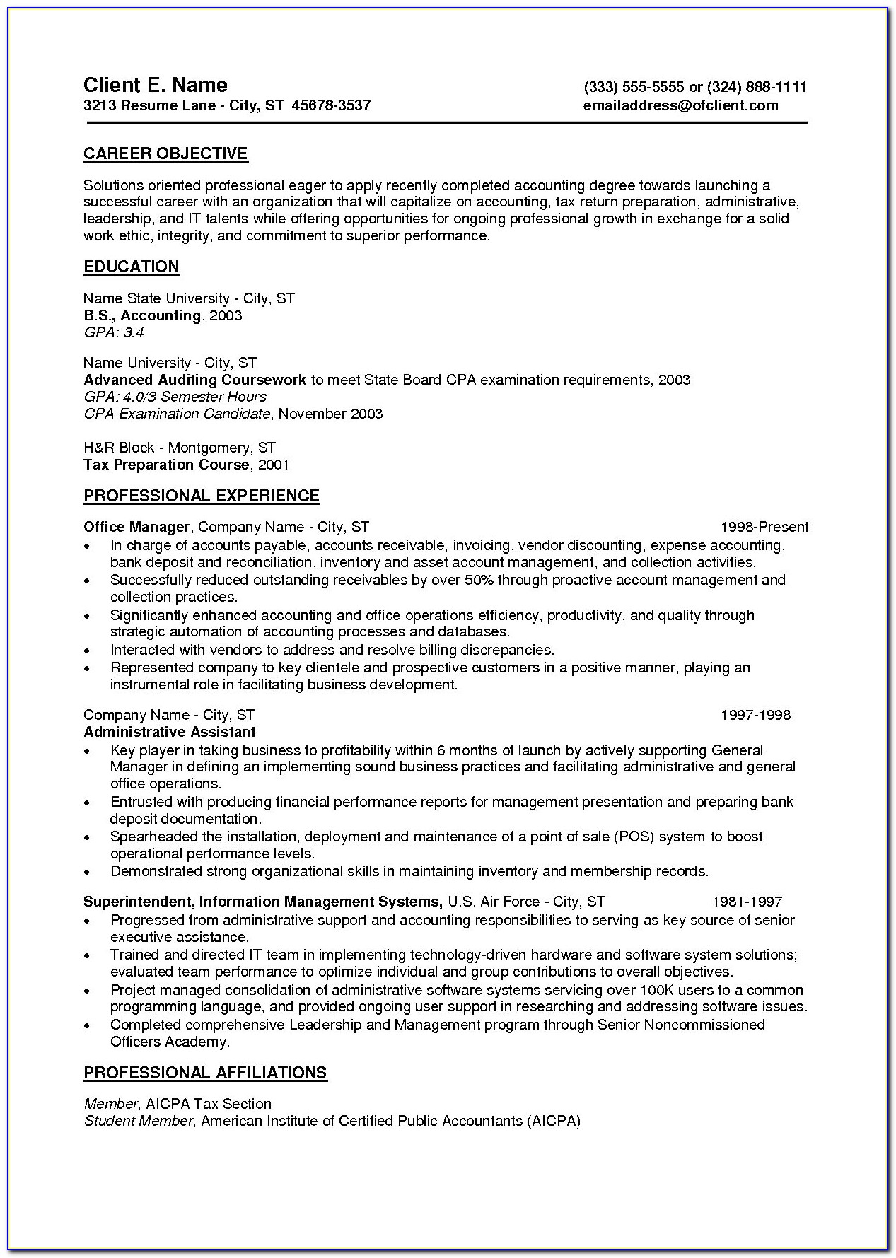 Resumes Examples For Office Jobs