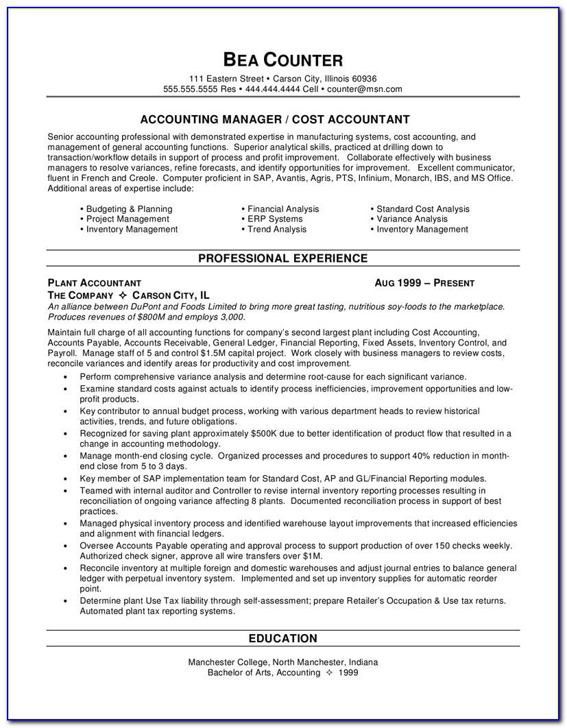 Resumes For Accountants And Financial Professionals