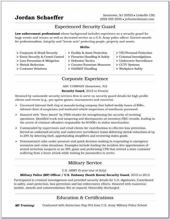 Or Free Military Resume Templates