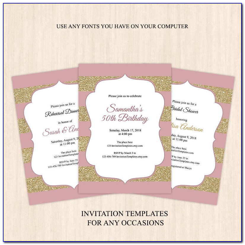 Rose Gold And Black Invitation Template
