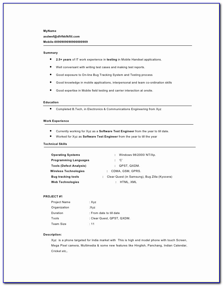 And Mobile Application Testing Resume Sample