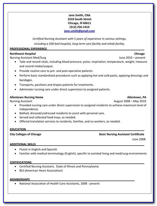 Entry Level Nurse Assistant Cover Letter Regarding Entry Level Cna Resume Sample