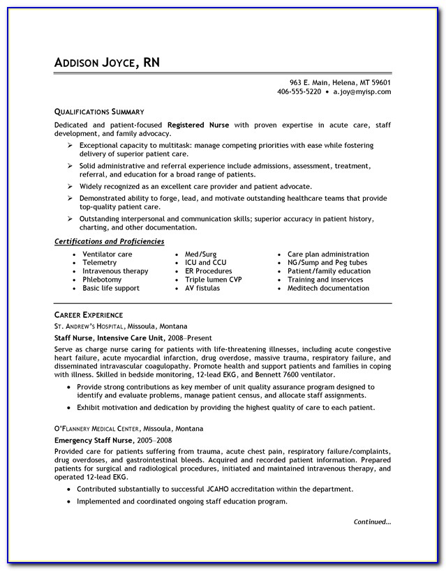 Sample Resume For Nursing Assistant Position