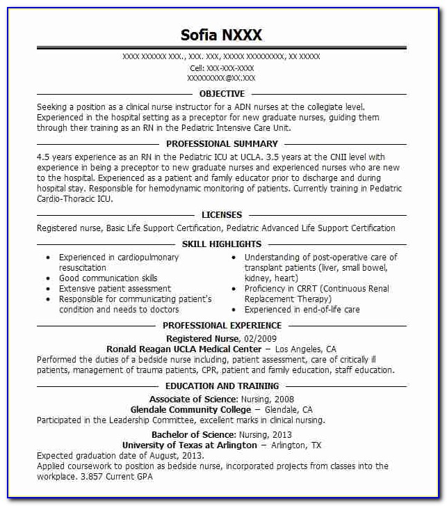 Sample Resume For Registered Nurse In Australia