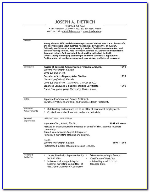 Sample Resume Format Download In Ms Word 2007