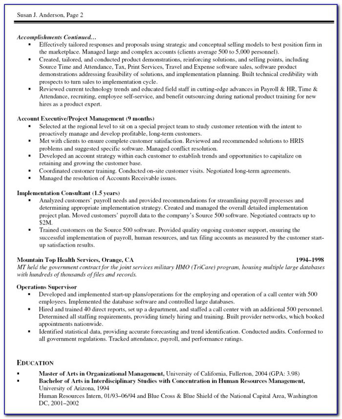 Sample Resume Of A Senior Project Manager