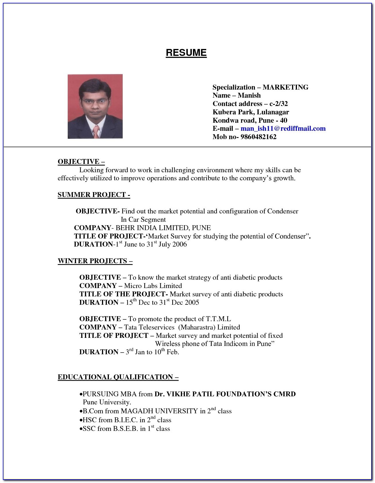 Sample Resumes For Jobs In Canada
