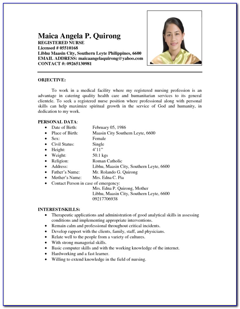 Sample Rn Resume With Experience