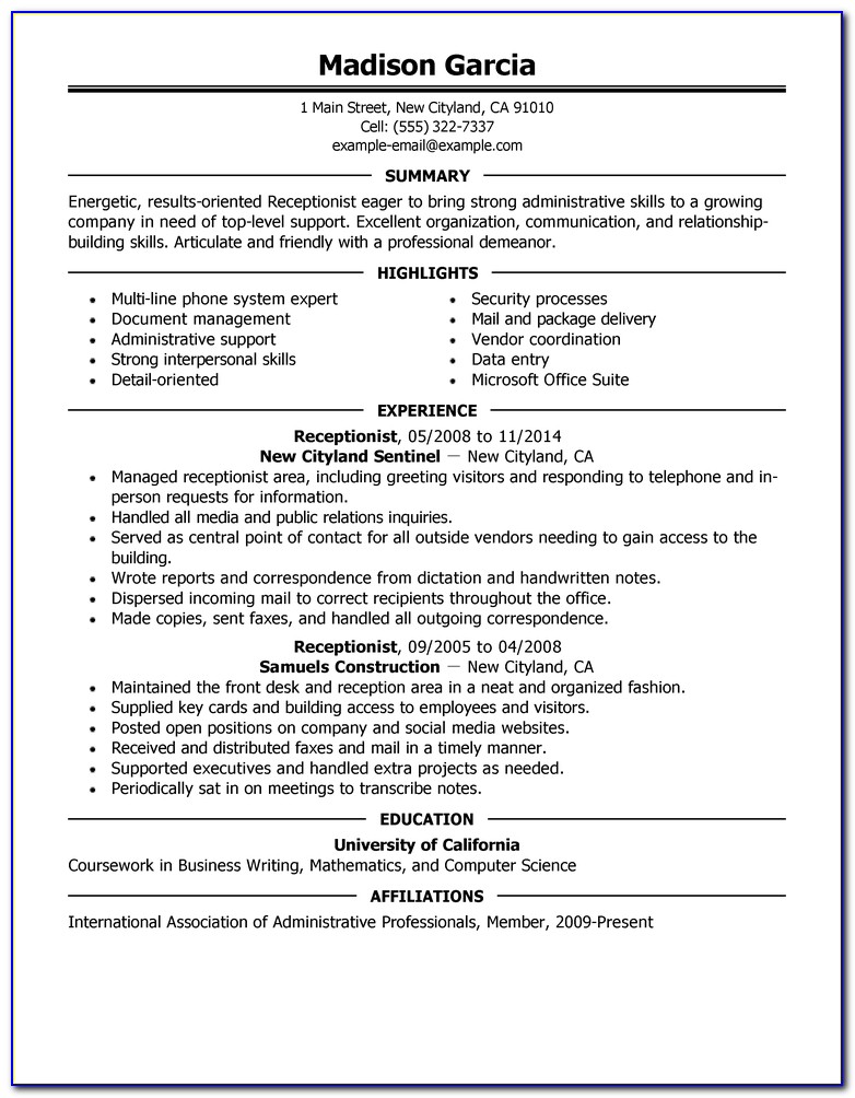 Samples Of Resume For Jobs
