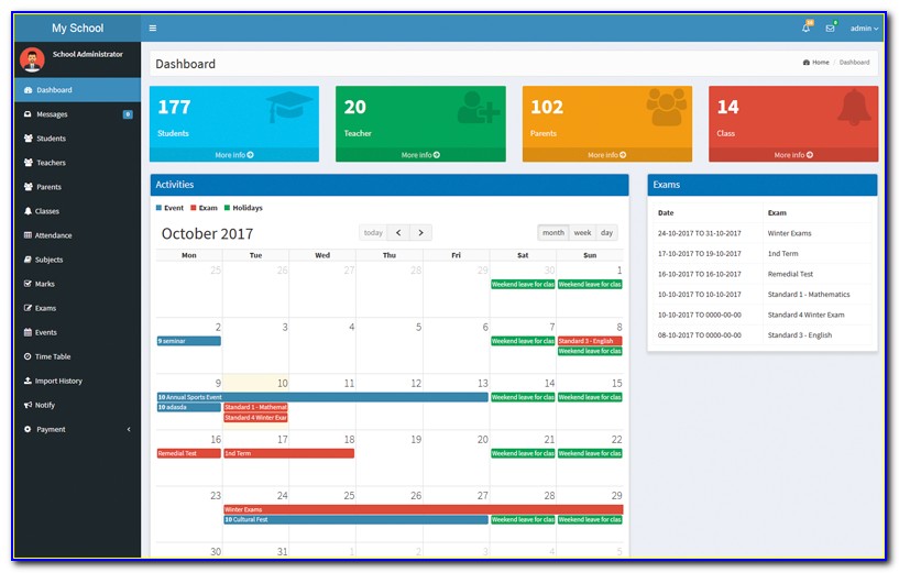 School Management System Admin Template Free Download