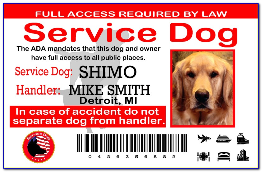 Service Dog Tag Template