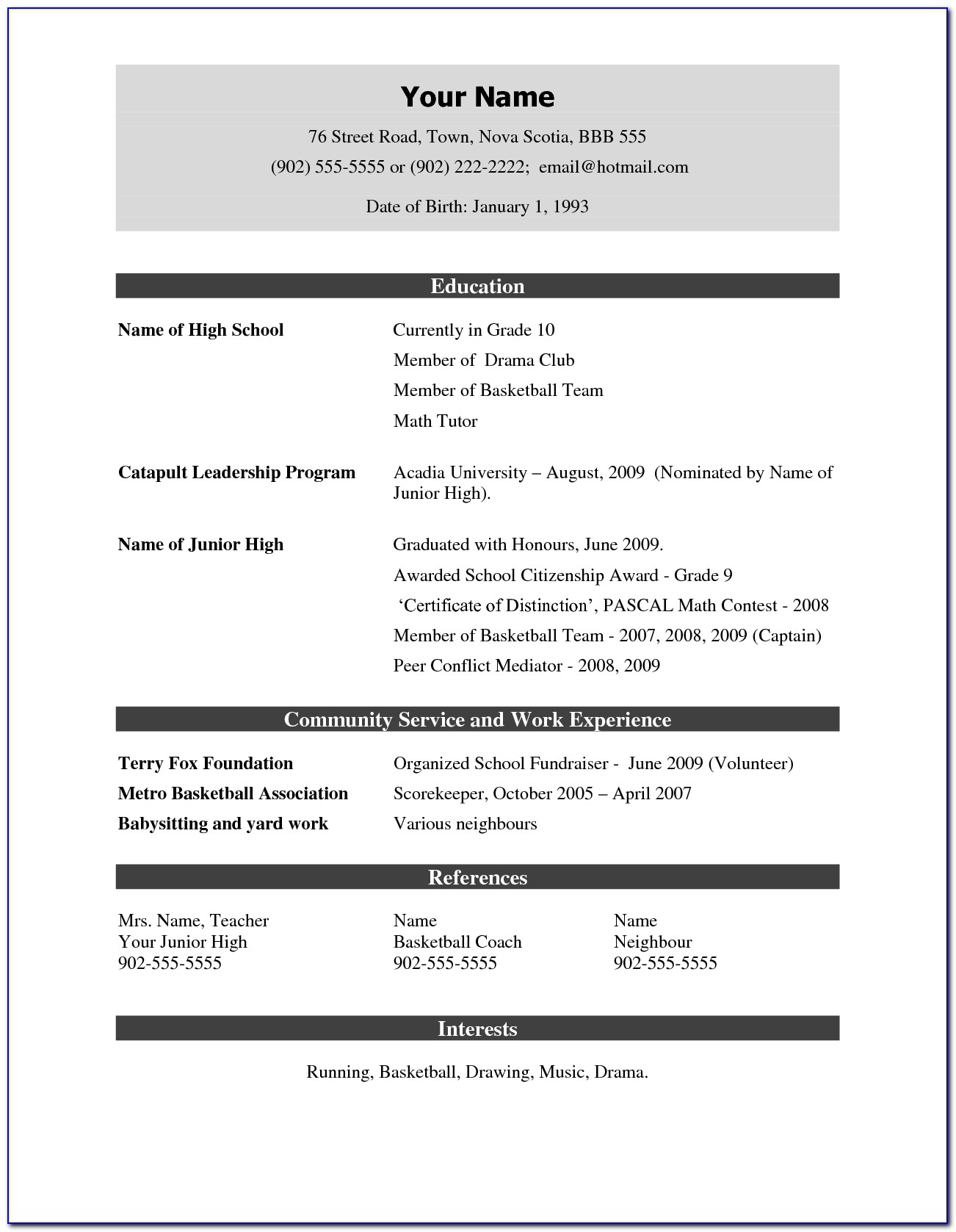 Simple Resume Format Doc Free Download