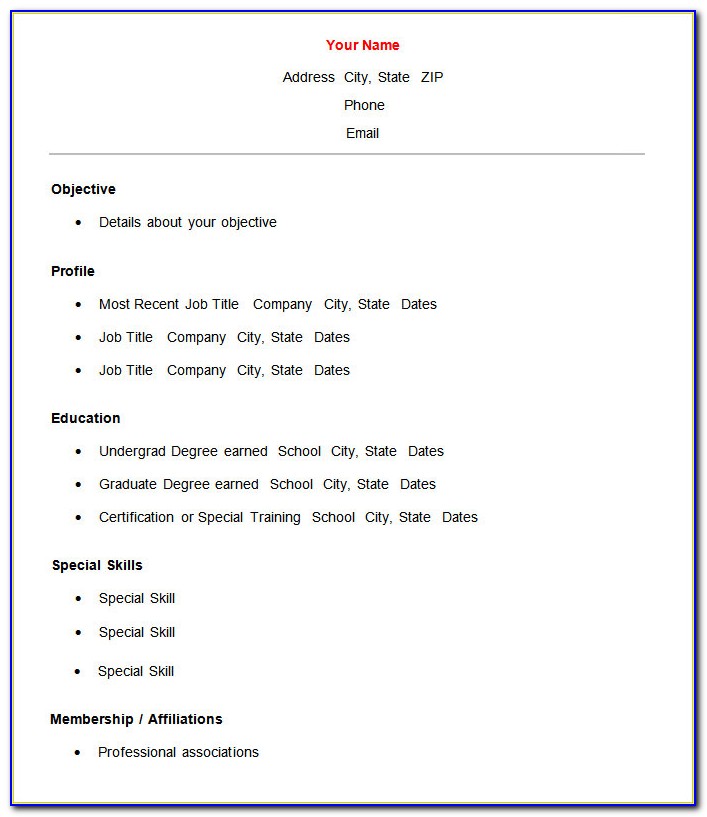 Simple Resume Format Download Doc