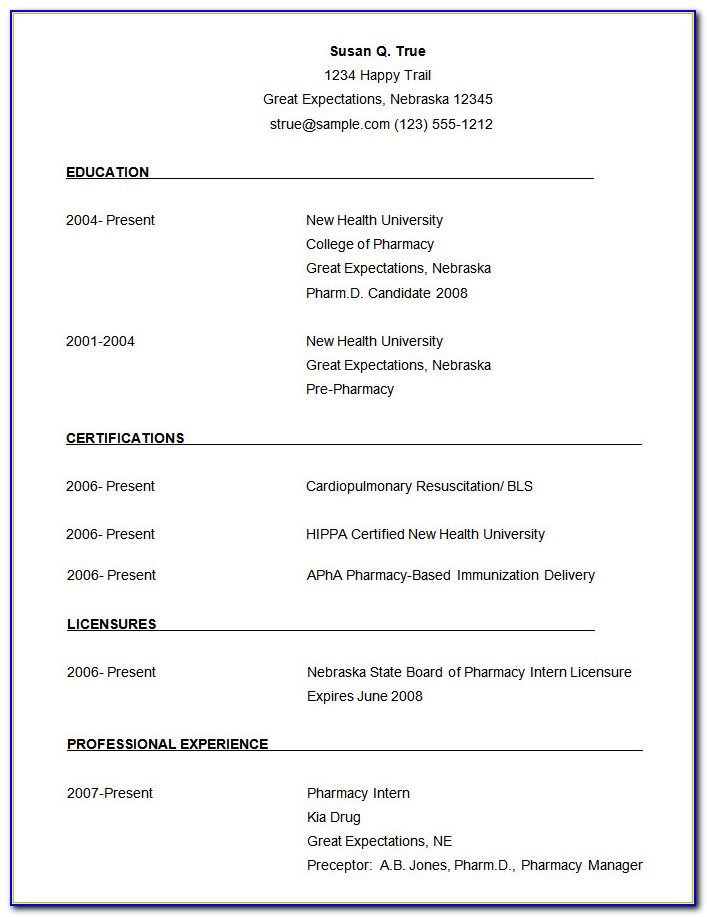 Simple Resume Format For Students Free Download