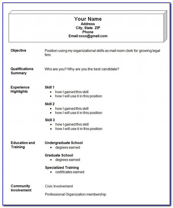 Simple Resume Format Freshers Free Download