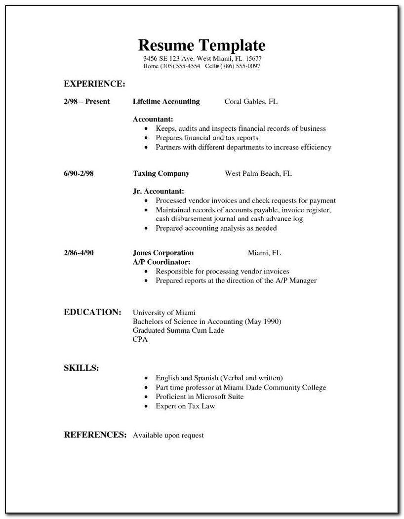 Simple Resume Format Sample Doc