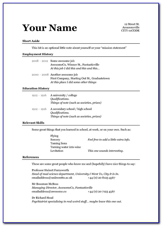 Simple Resume Format Word Editable