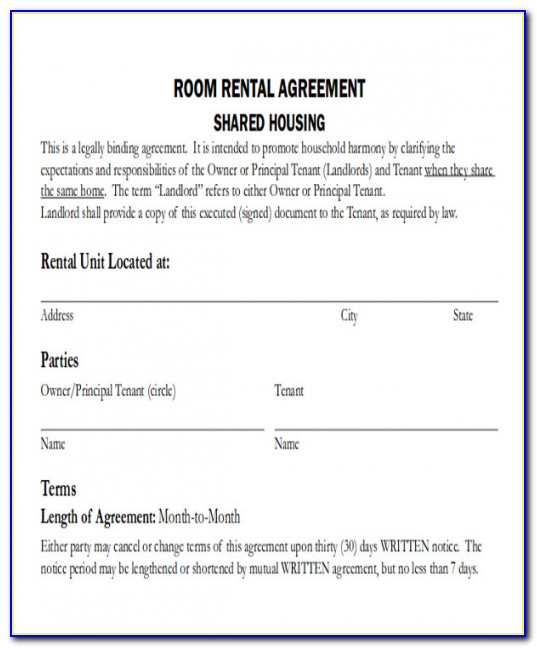 Best Picture Of Room Rental Agreement Template Word From Our Collections