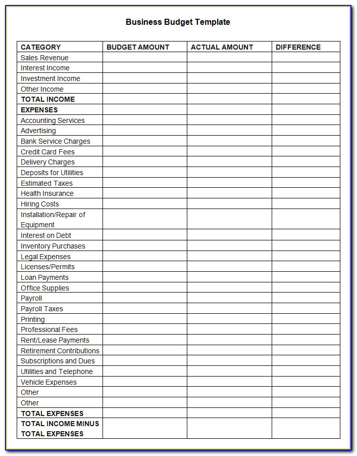 Small Business Budget Template Free Download