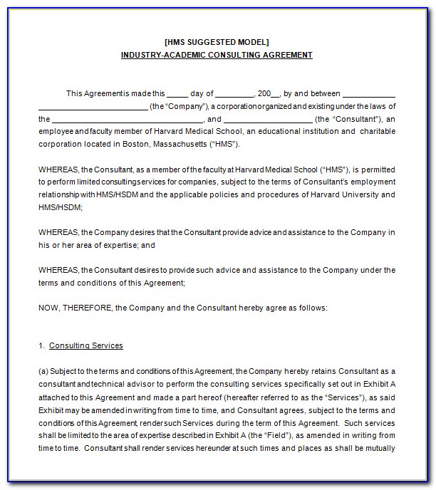Standard Consulting Contract Template Free