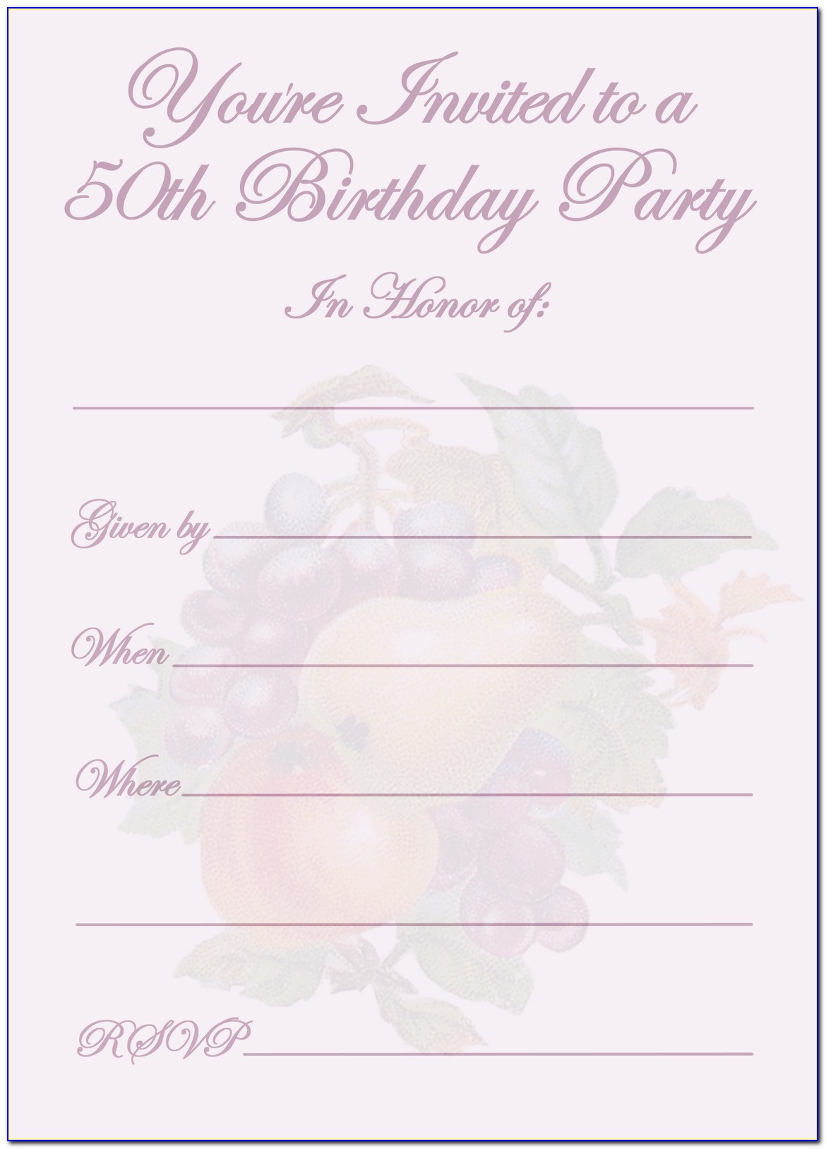 Surprise 50th Birthday Party Invitations Templates Free
