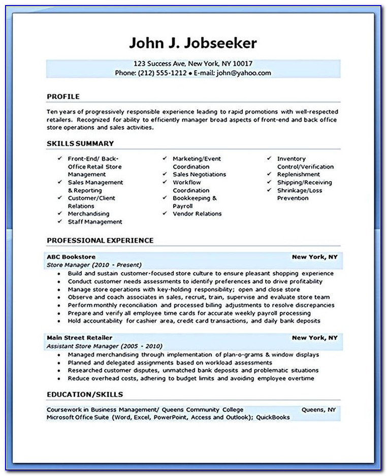 Templates For Professional Resume