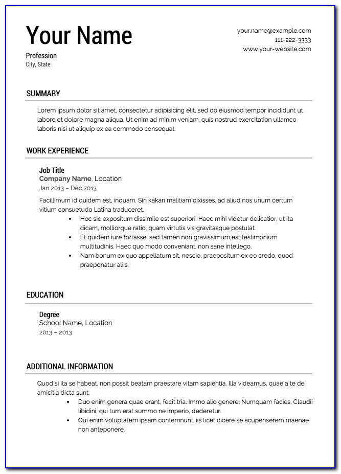 Updated Resume Templates 2019