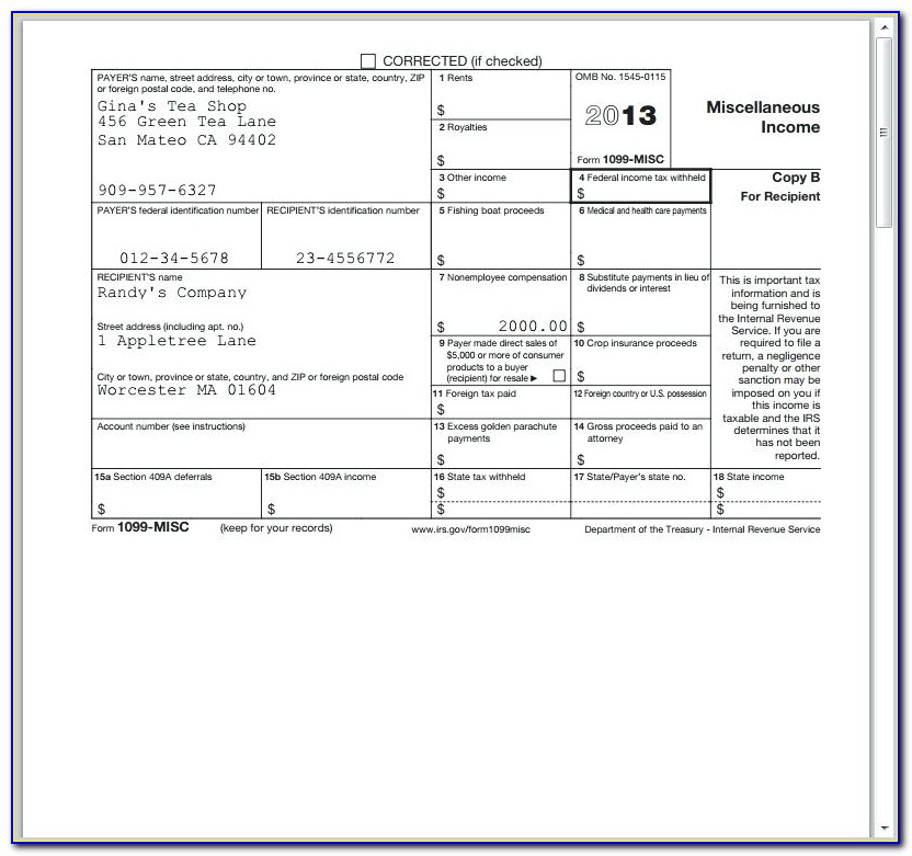 2014 Form 1099 Template