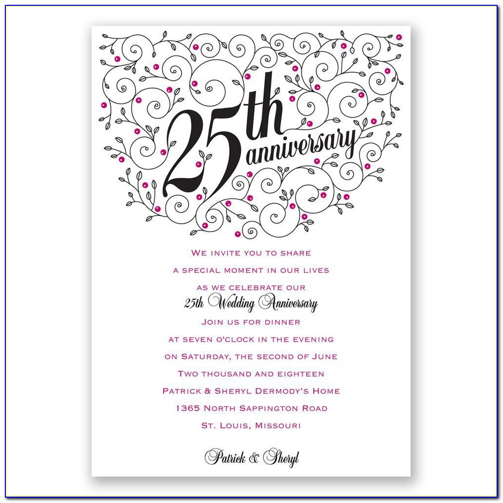 25th Anniversary Invitations Templates