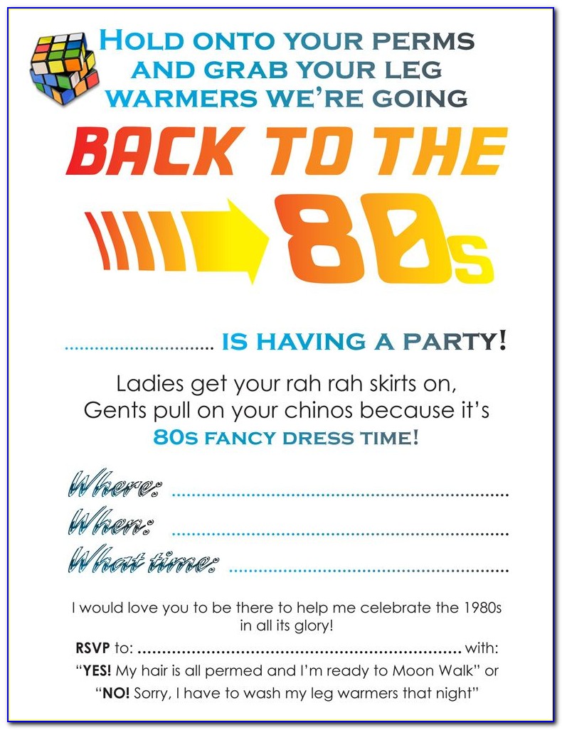 80s Party Invitation Template Free