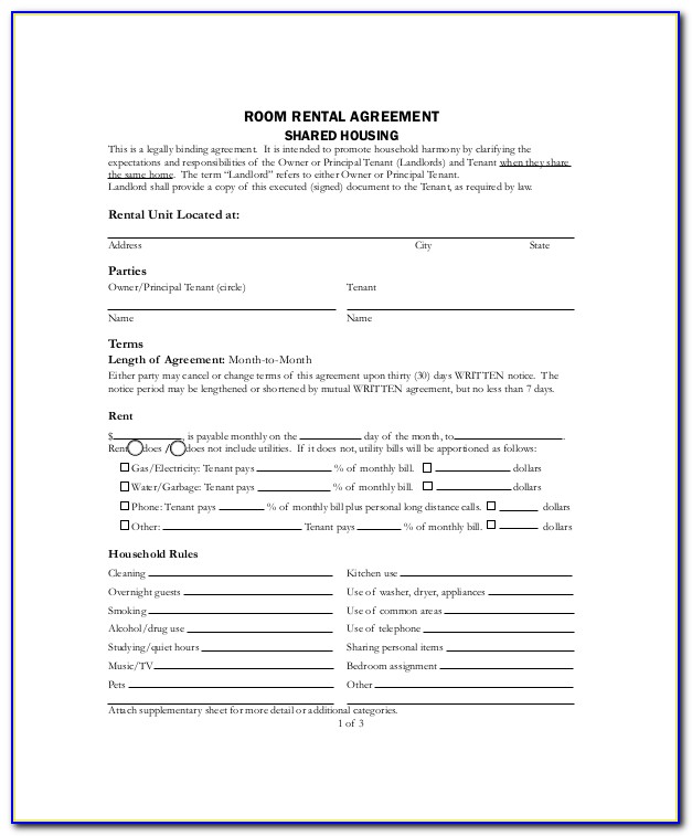 House Share Lease Agreement Template