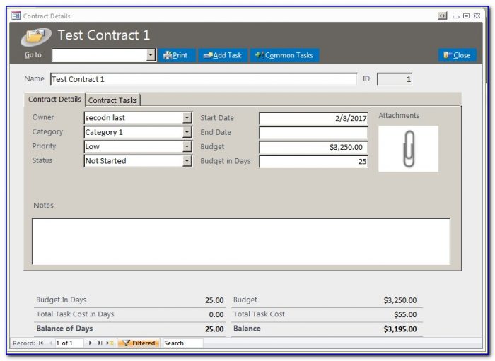 Access 2010 Contract Management Database Template