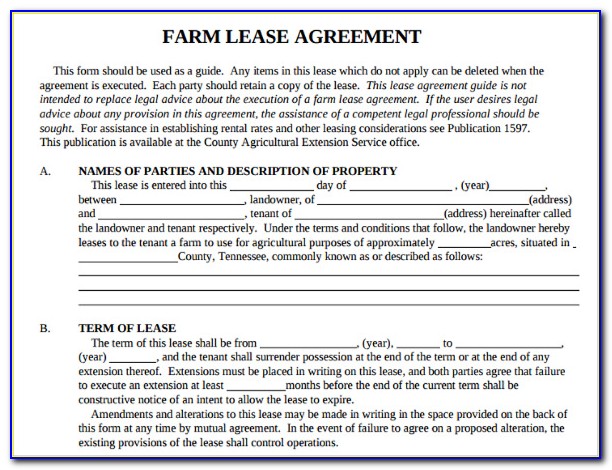 Agricultural Lease Template