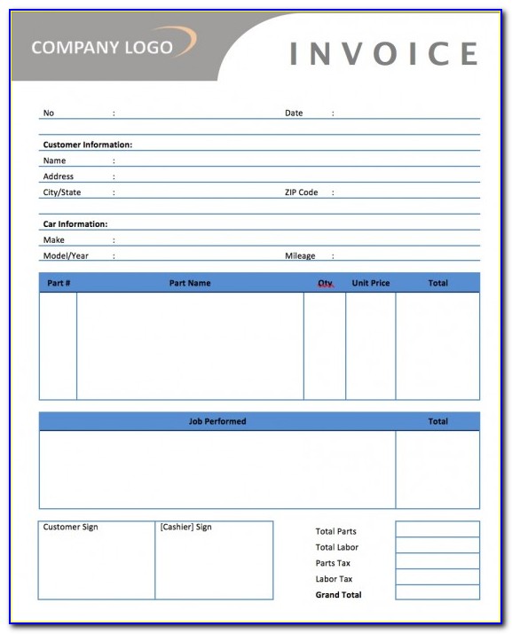 Automotive Invoice Forms