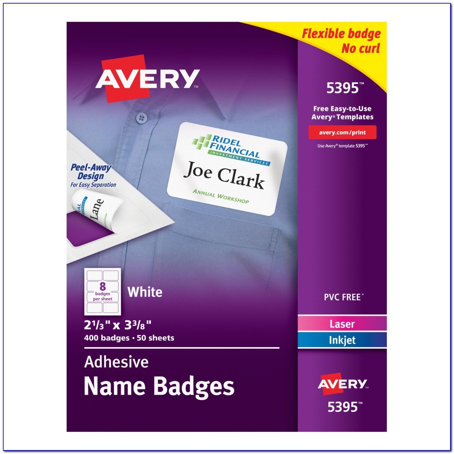 Avery White Adhesive Name Badges 5395 Template Avery White Adhesive Name Badges 2 33 X 3 38 In White