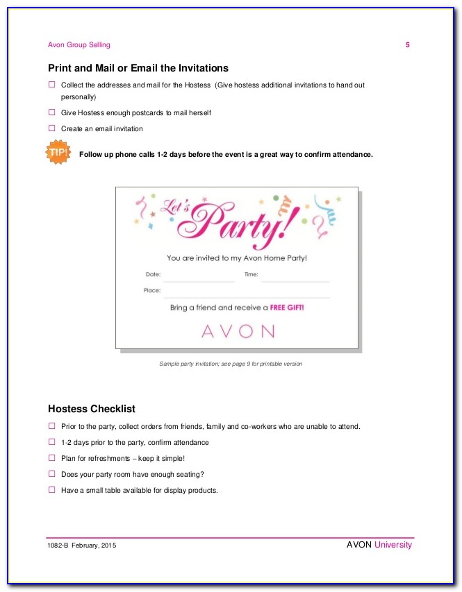 Avon Party Invitation Templates