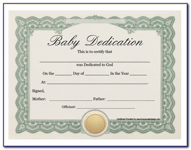 Baby Blessing Certificate Template