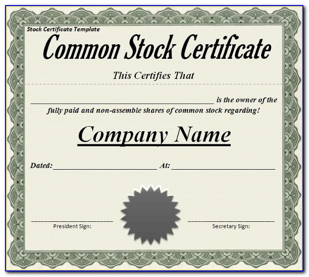Back Of Stock Certificate Template