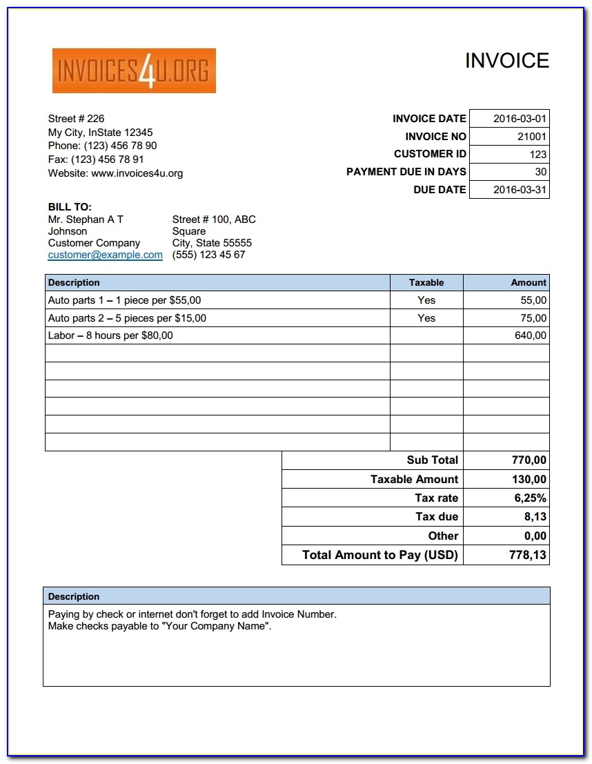 Excel Invoice Template Download Free Excel Invoice Template Download