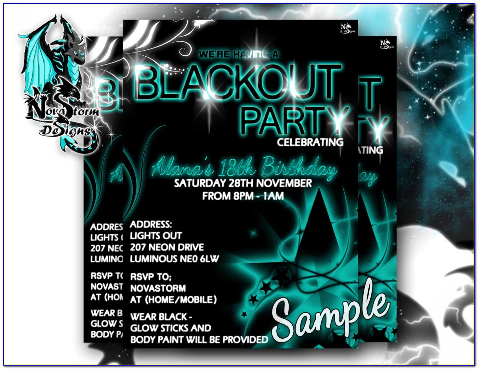Black Light Party Invitation Templates Free