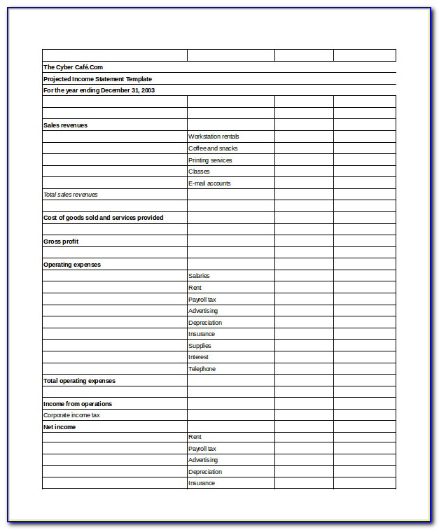 Blank Income Tax Statement Form