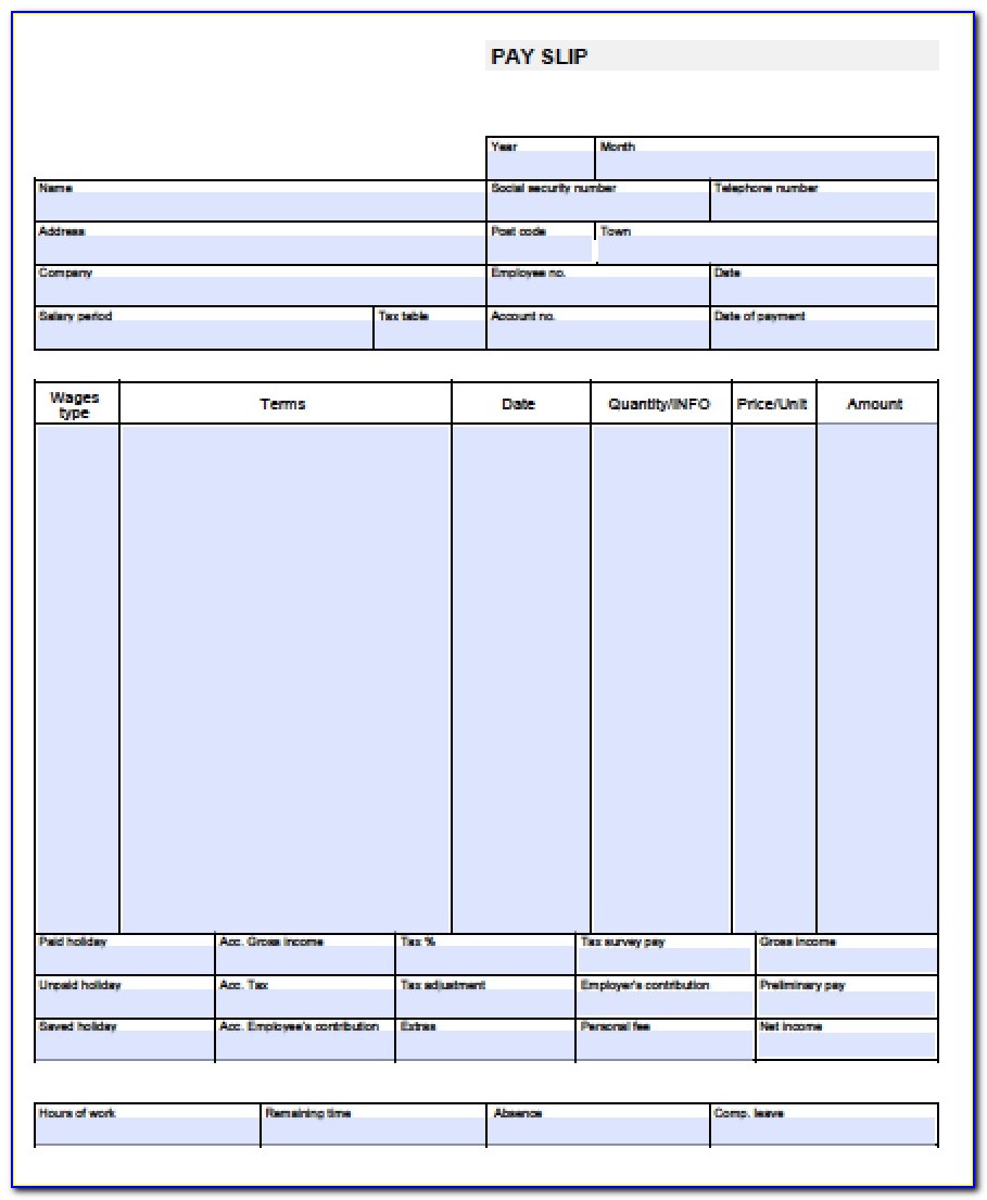 Blank Paycheck Stub Template Excel